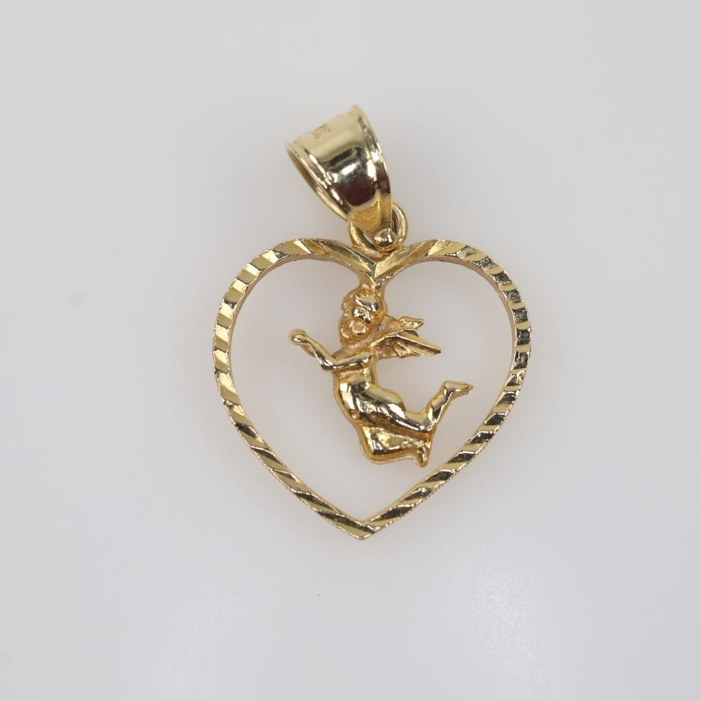 14kt Gold Angel Open Heart Pendant