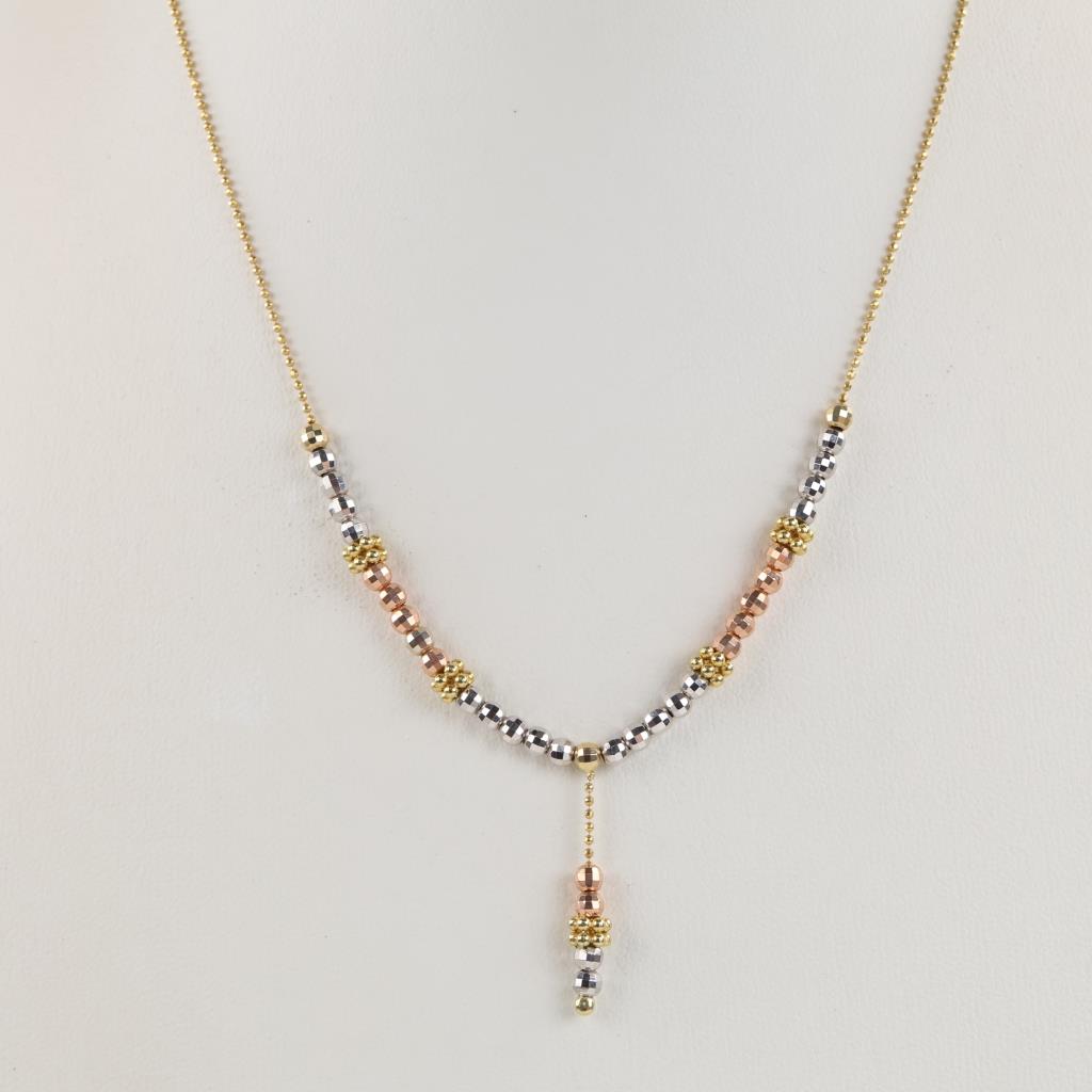 14kt Gold Ball Link Necklace Hollow Gold Ball Beads