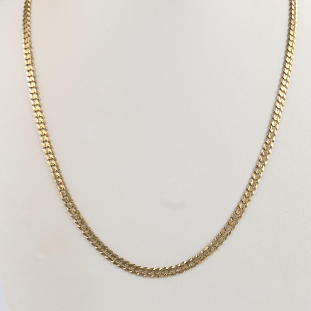 14kt Gold Beveled Curb Necklace