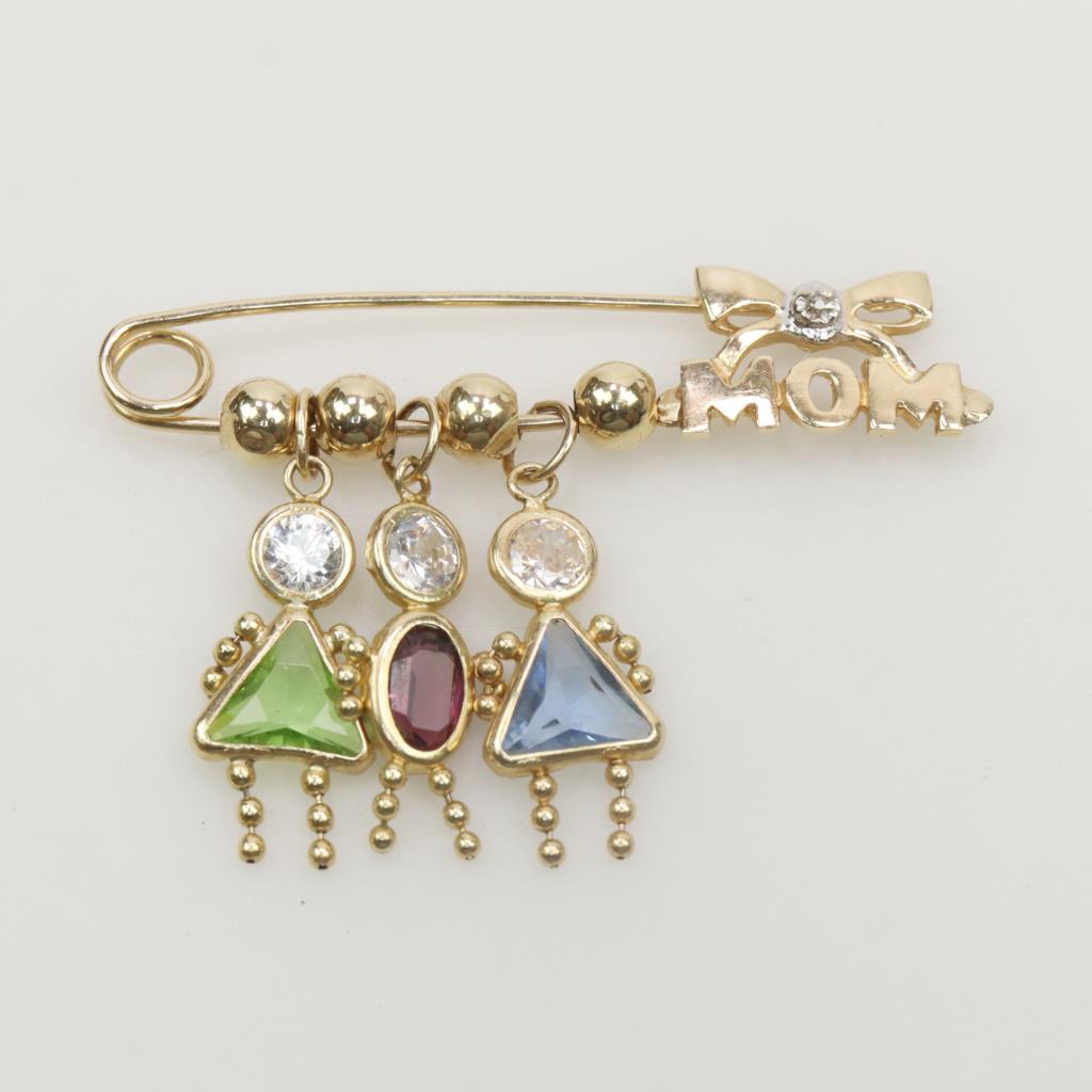 14kt Gold Birthstone Boy And Girl Pendant Property Room