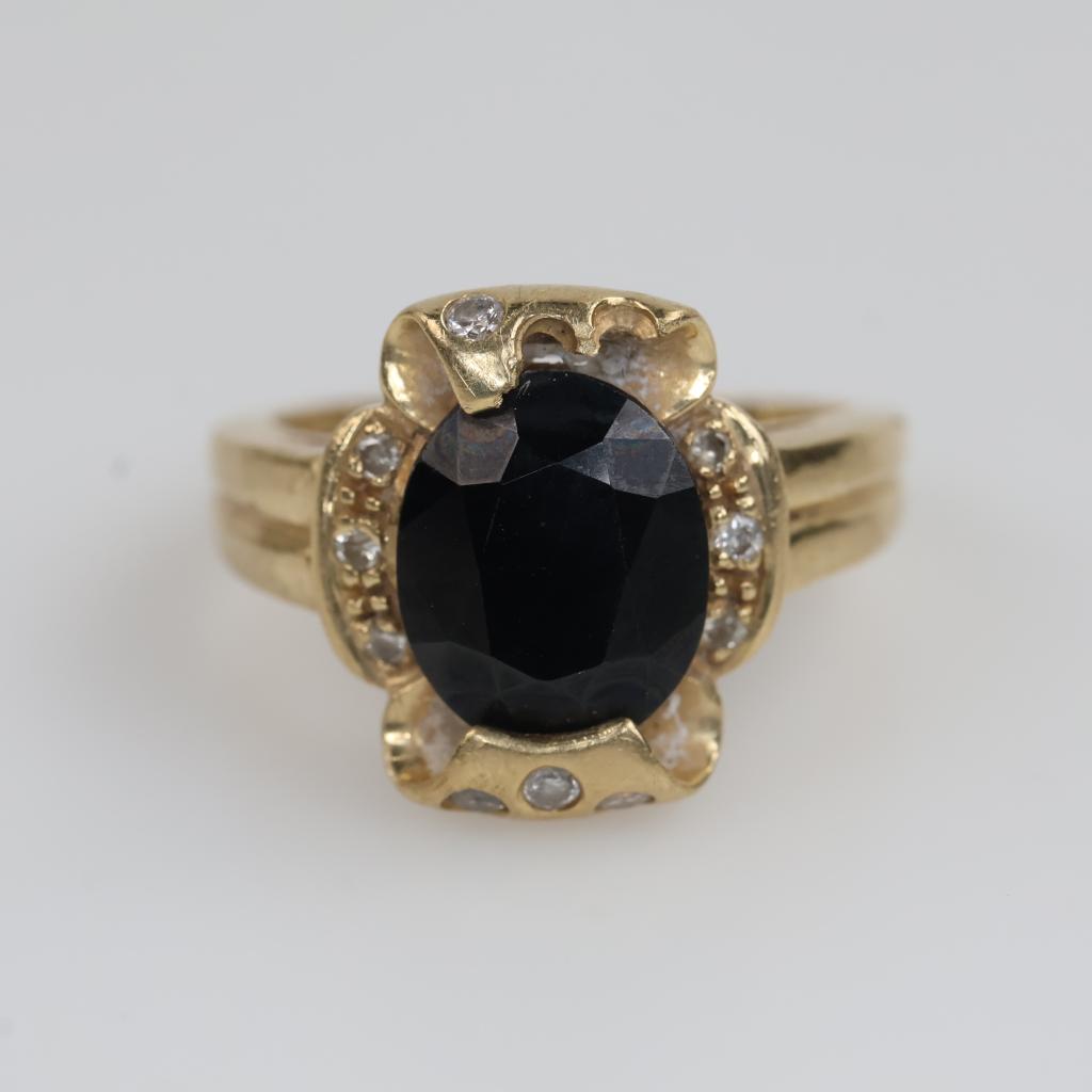14kt Gold Black Sone Diamond Accent Ring