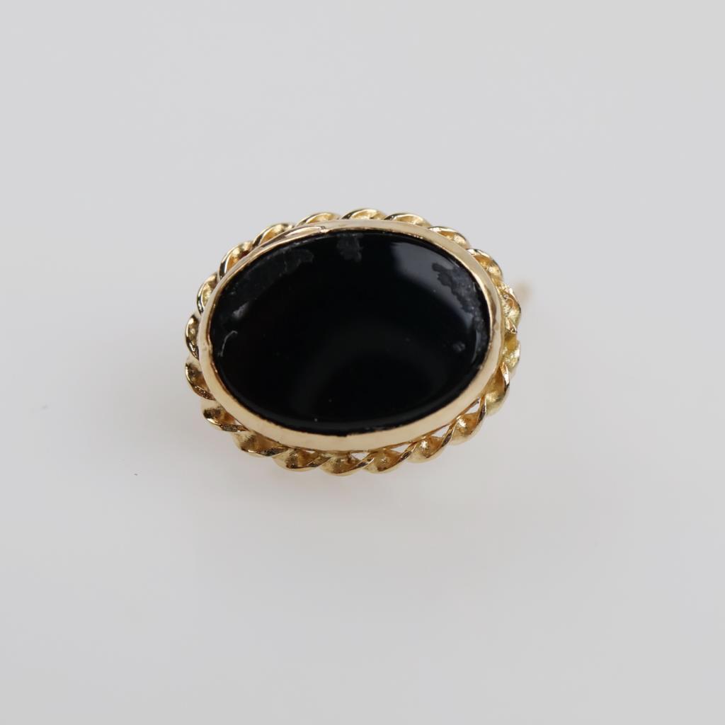 14kt Gold Black Stone Stud Earring