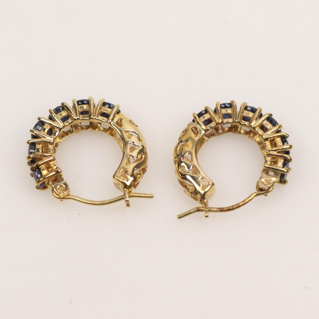 Pave Blue Sapphire Scarab Hoop Earrings main image 1