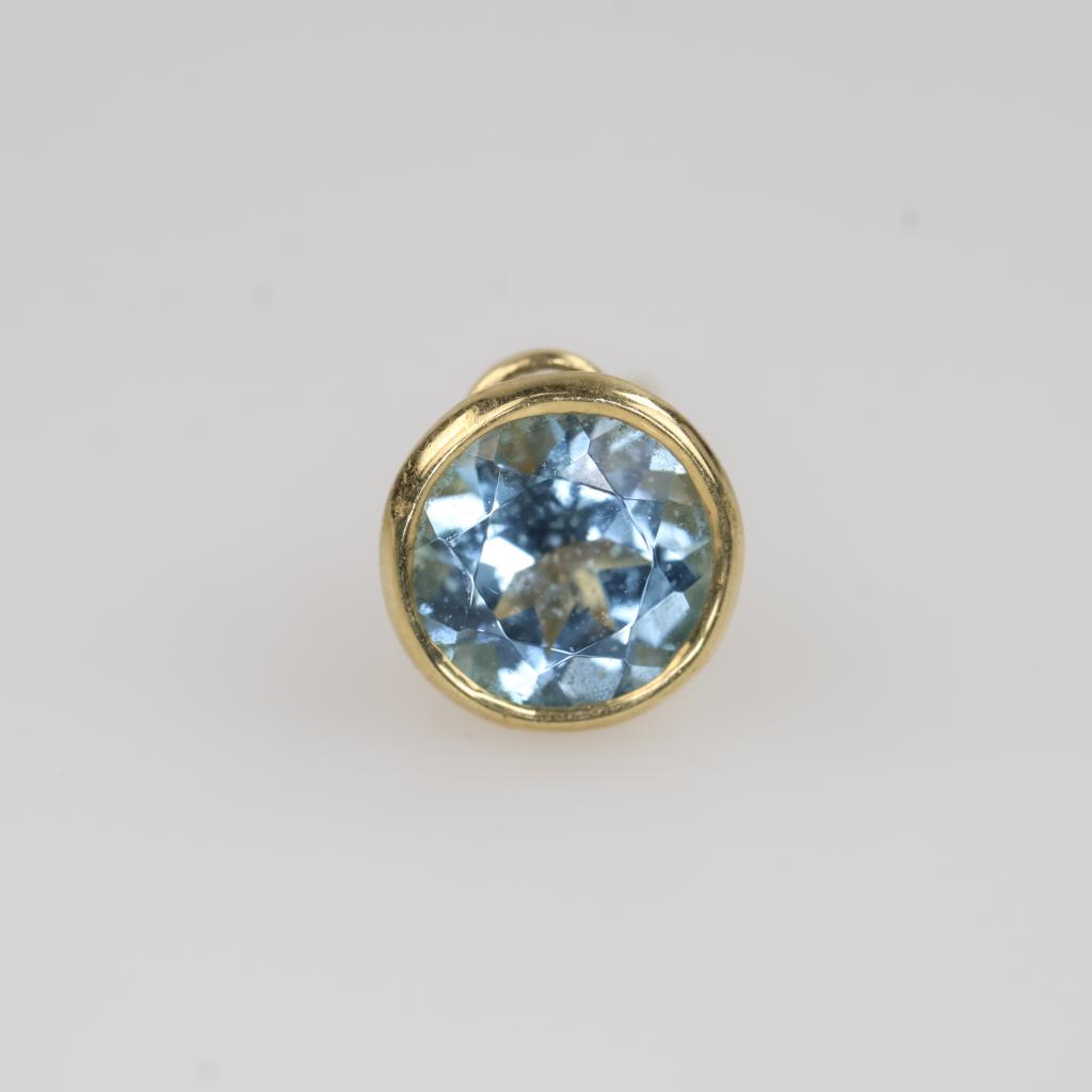 14kt Gold Blue Stone Earring