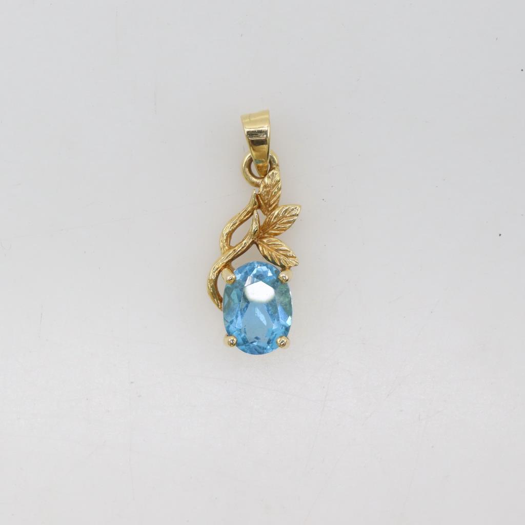 Tatum Stone Short Pendant Necklace, Gold/Light Blue Mix