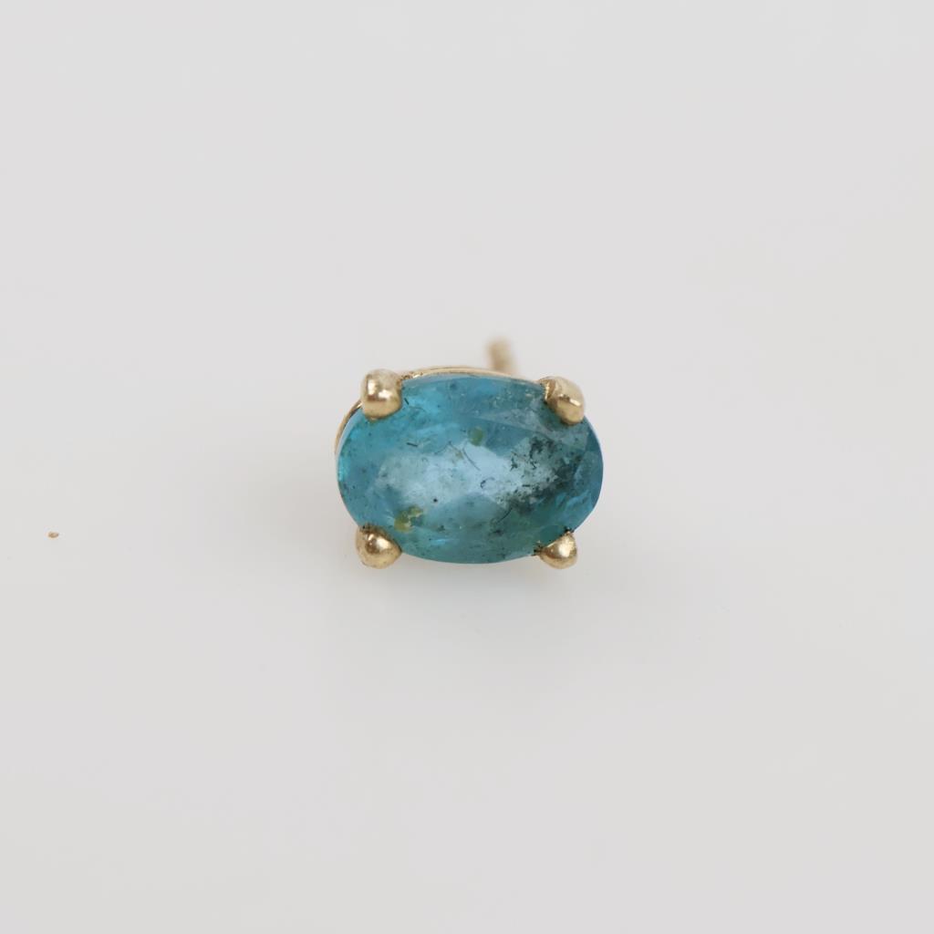 14kt Gold Blue Stone Single Earring
