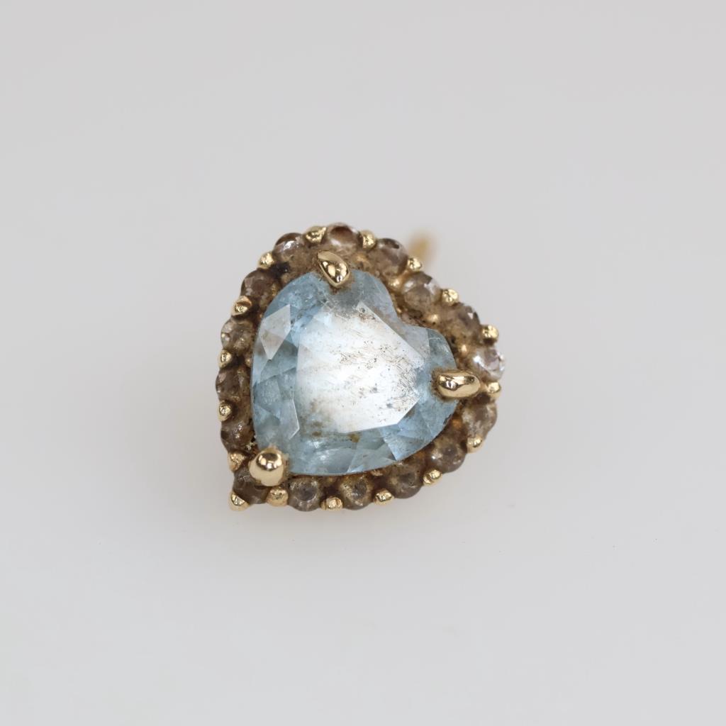 14kt Gold Blue Stone Single Earring