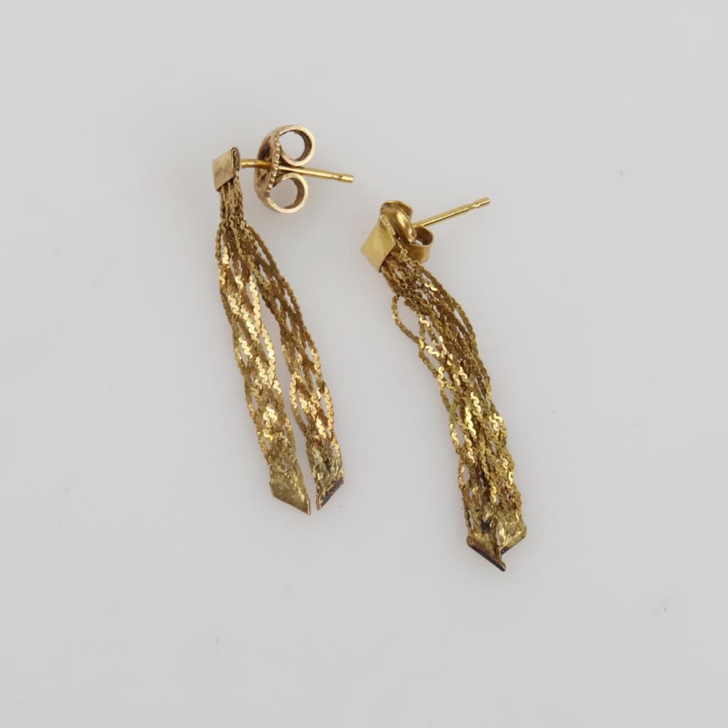 14kt Gold Braided Chain Drop Earrings
