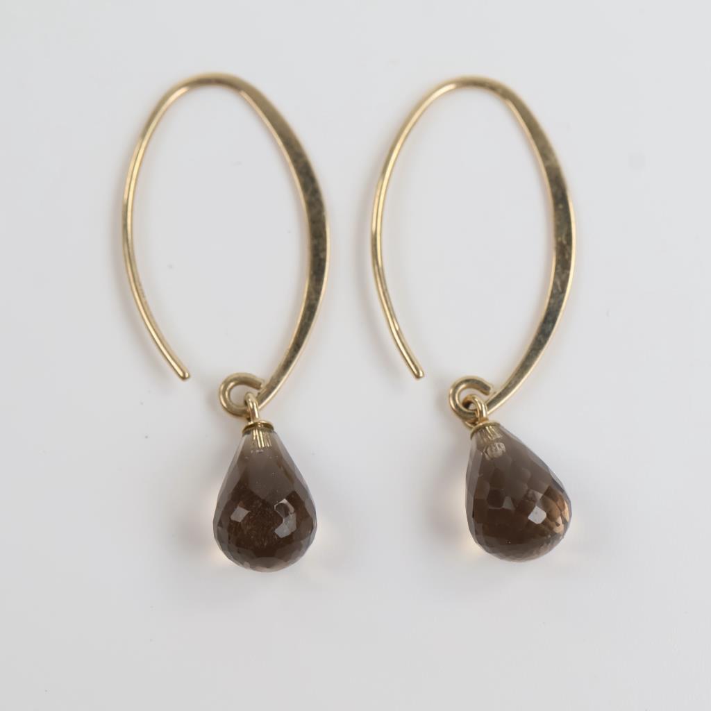 14kt Gold Brown Bead Earrings
