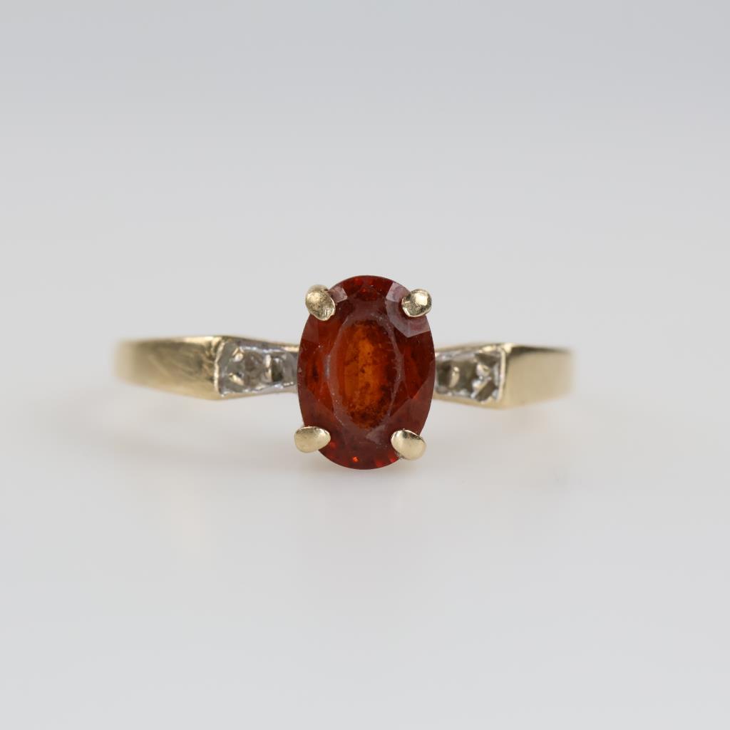 14kt Gold Brown Stone Diamond Accent Ring