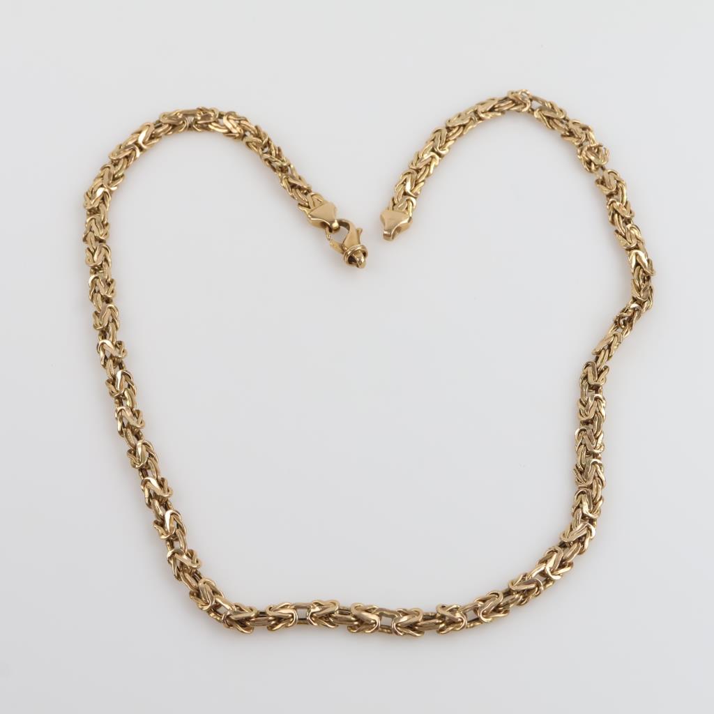 14kt Gold Byzantine Hollow Necklace