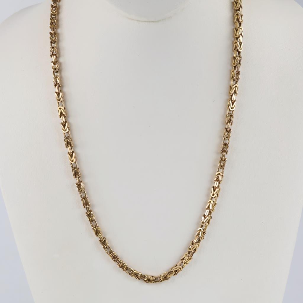 14kt Gold Byzantine Link Chain Necklace - Evaluated By Our Certified Gemologist-AGS/GIA