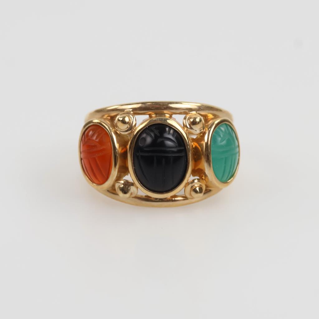 14kt Gold Chalcedony Scarab Design Ring