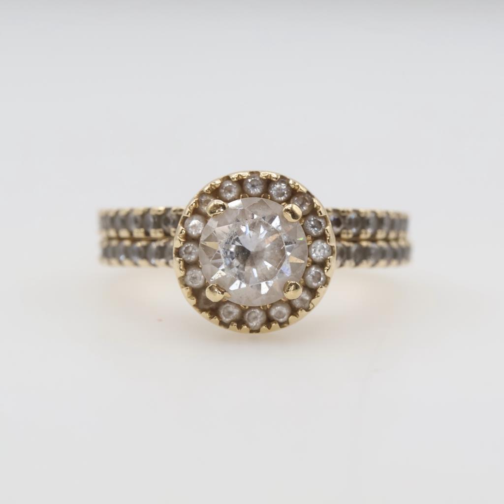 14kt Gold Clear Stone Bridal Set