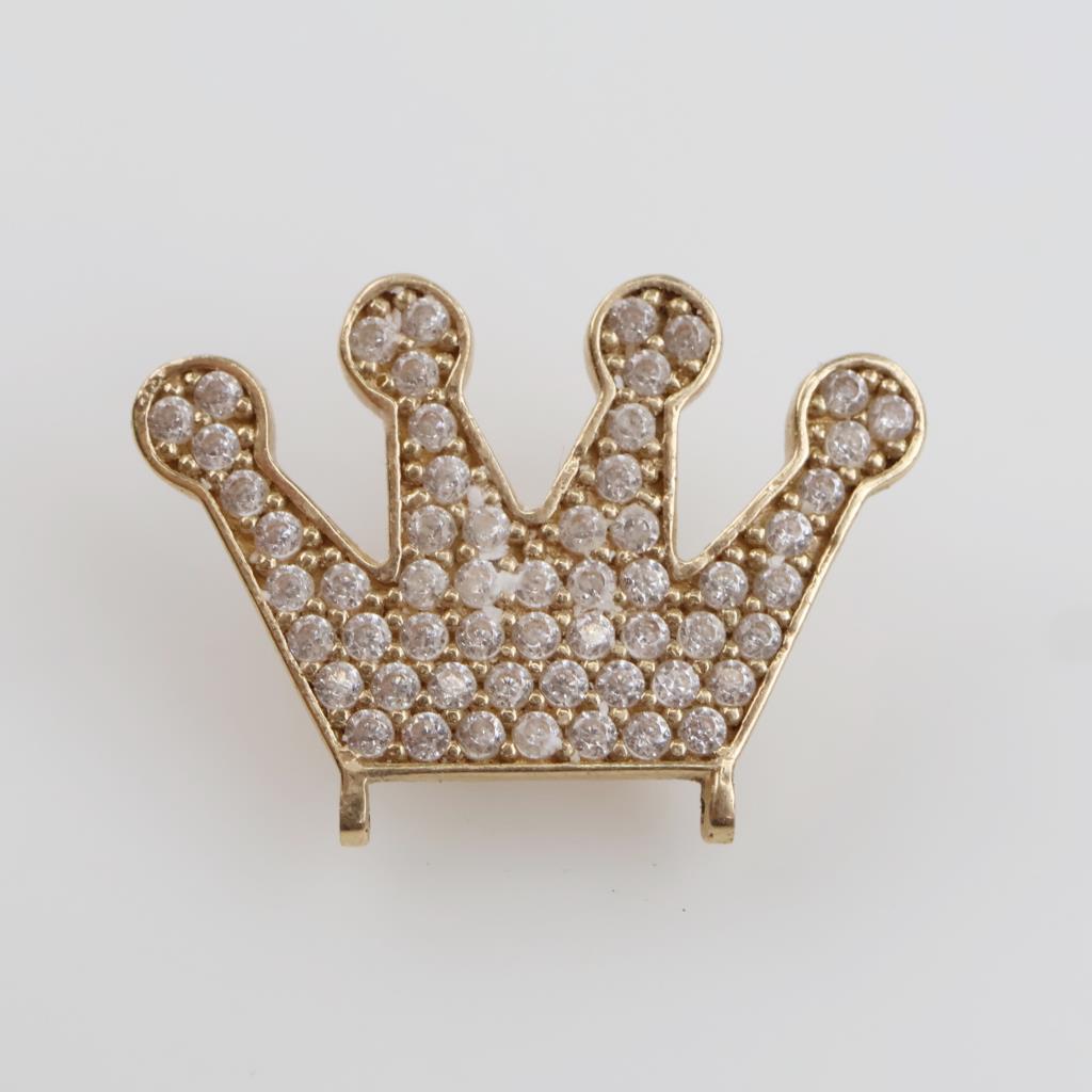 14kt Gold Clear Stone Crown Pendant