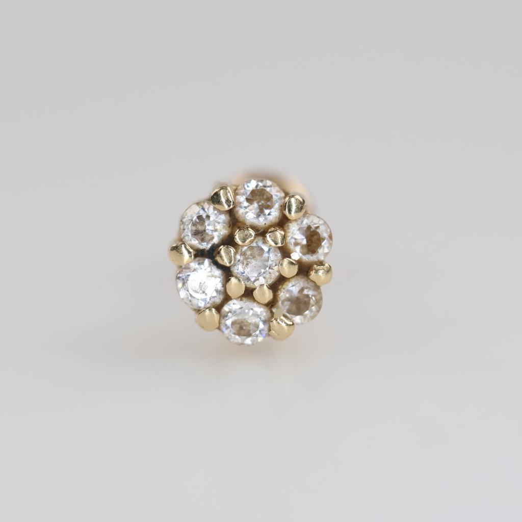 14kt Gold Clear Stone Earring