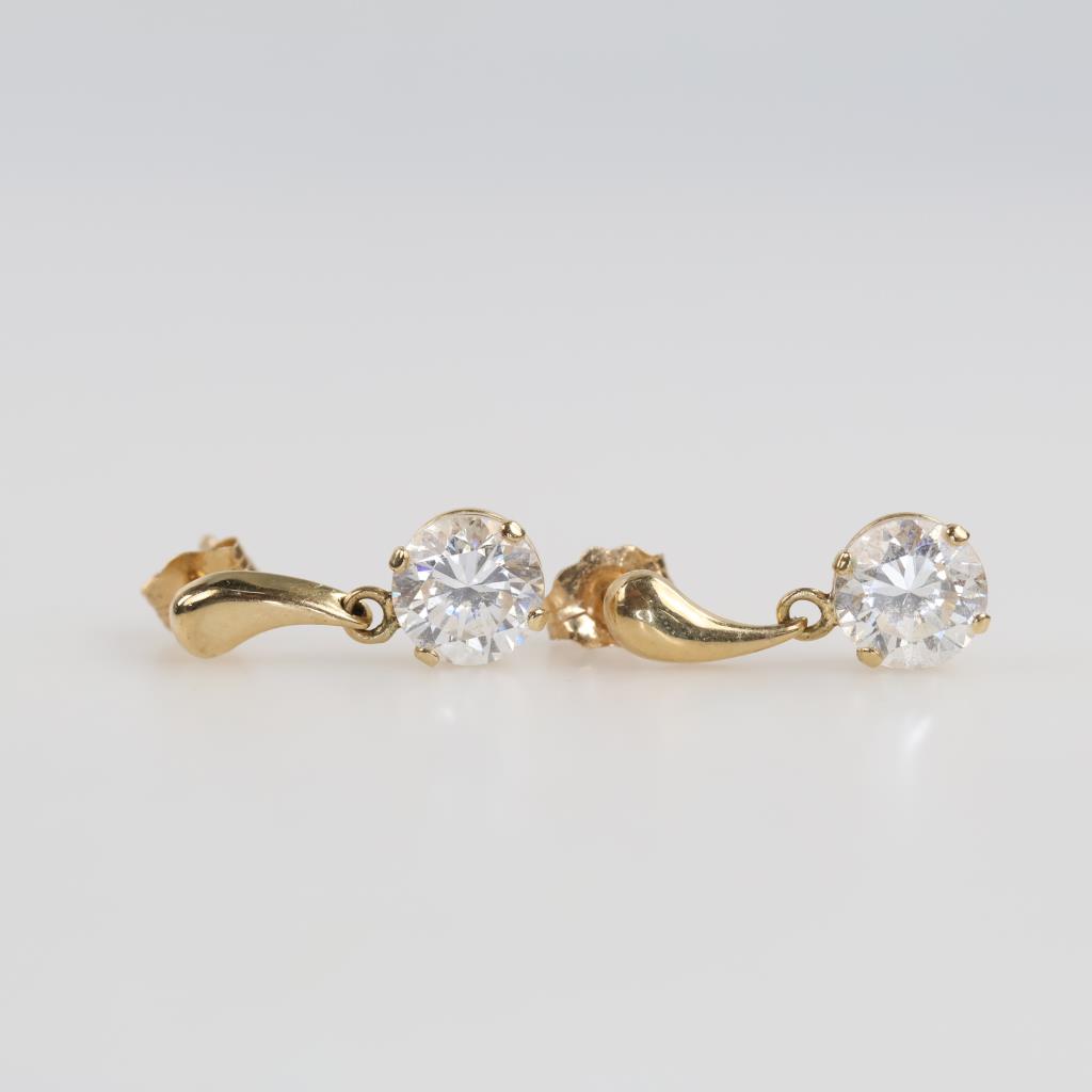 14kt Gold Clear Stone Earrings