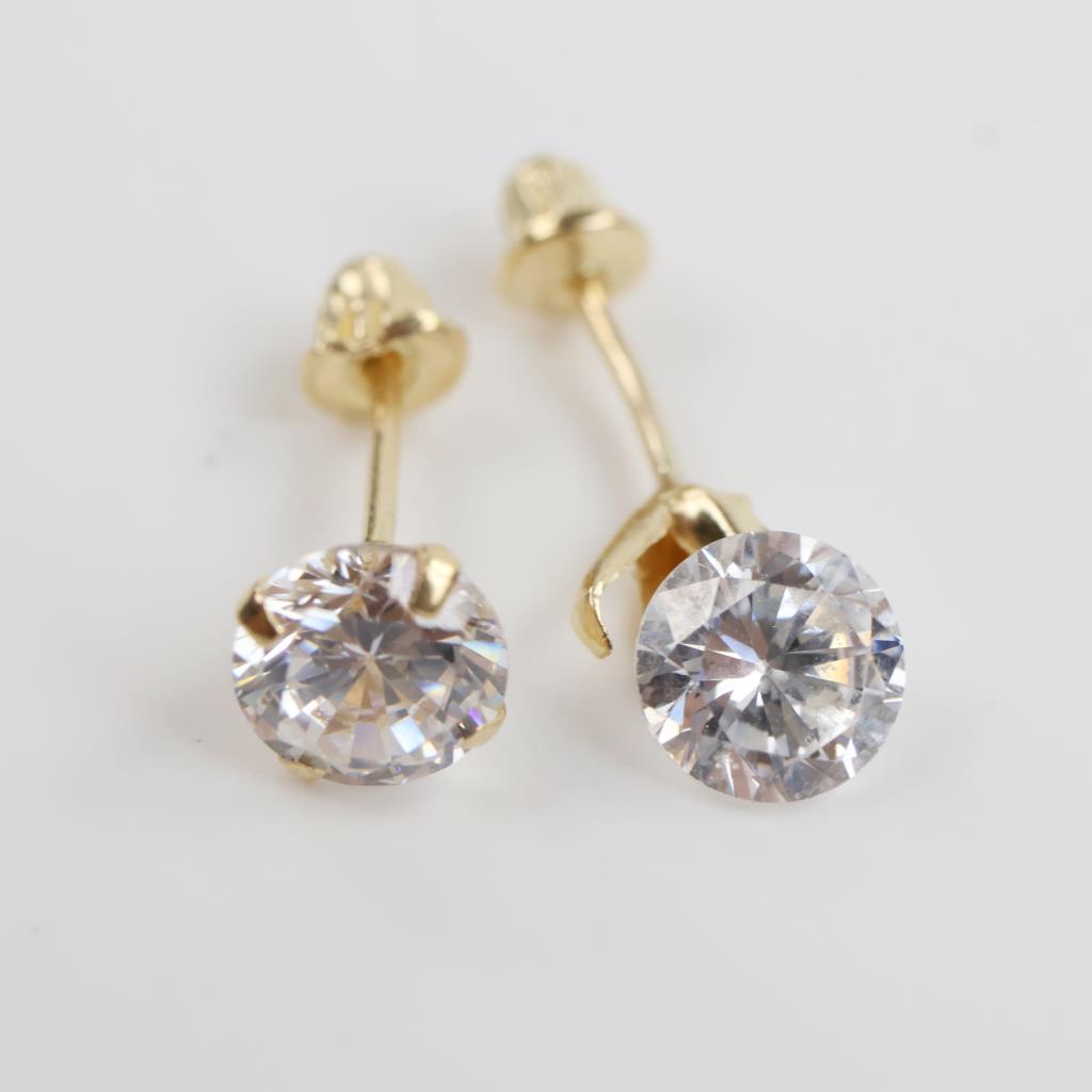 14kt Gold Clear Stone Earrings