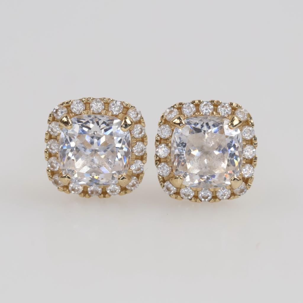 14kt Gold Clear Stone Earrings