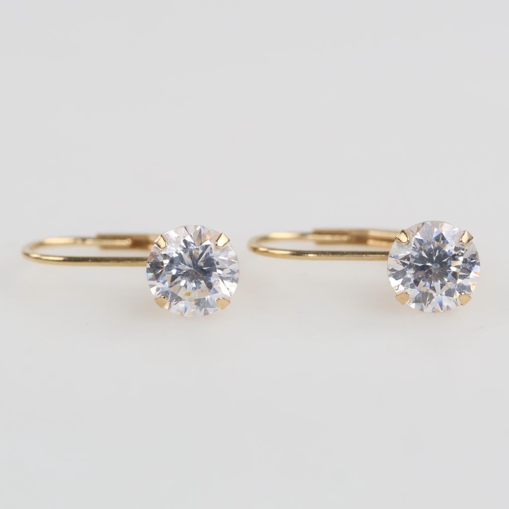 14kt Gold Clear Stone Earrings