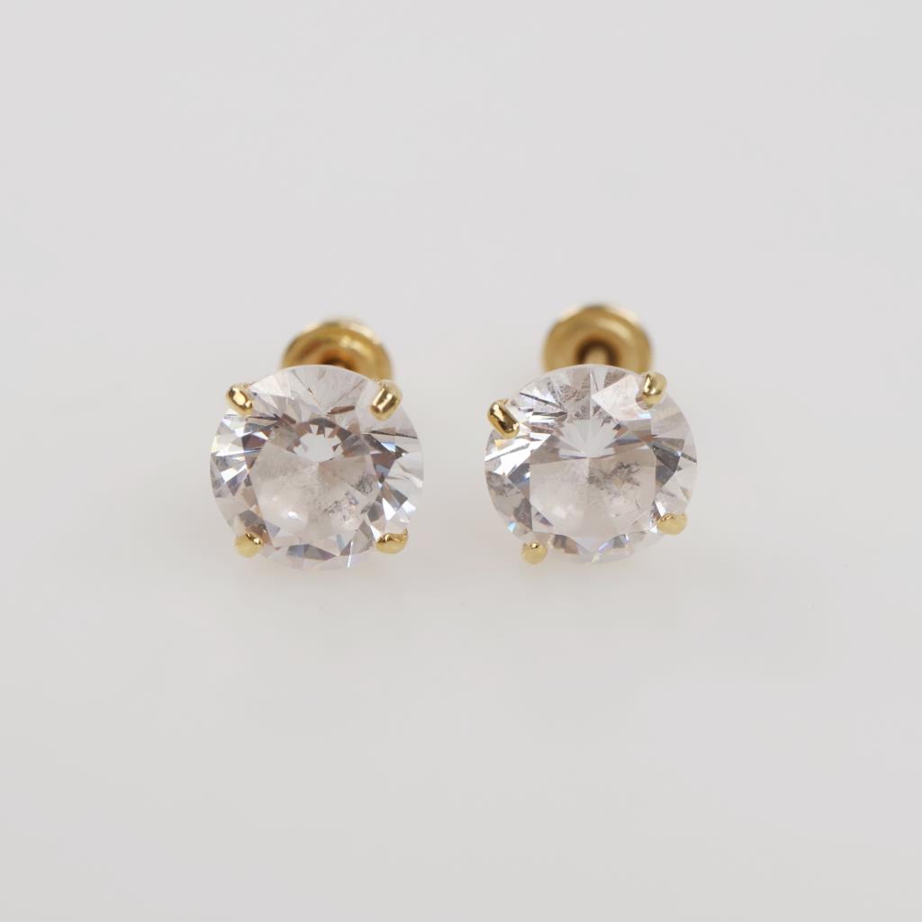 14kt Gold Clear Stone Earrings