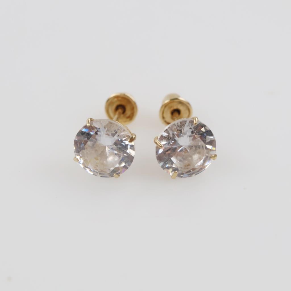 14kt Gold Clear Stone Earrings