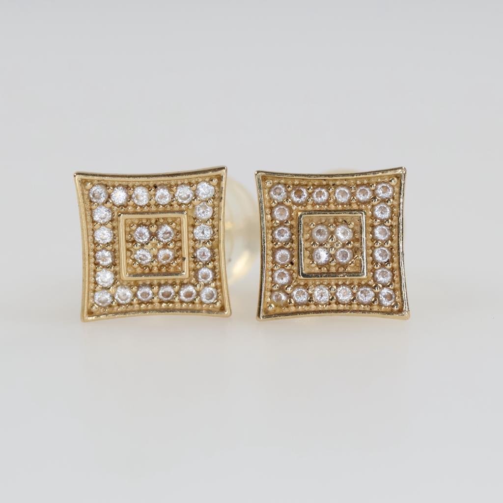 14kt Gold Clear Stone Earrings