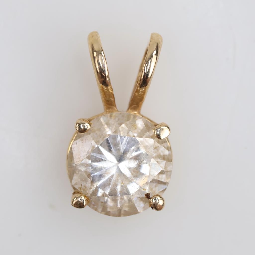 14kt Gold Clear Stone Pendant