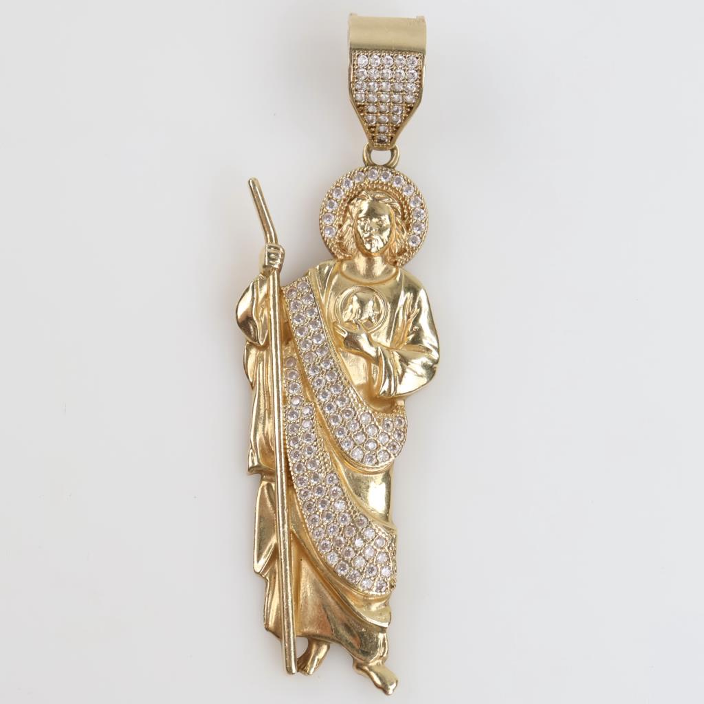 14kt Gold Clear Stone Pendant