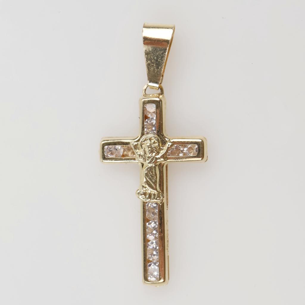 14kt Gold Clear Stone Religious Pendant
