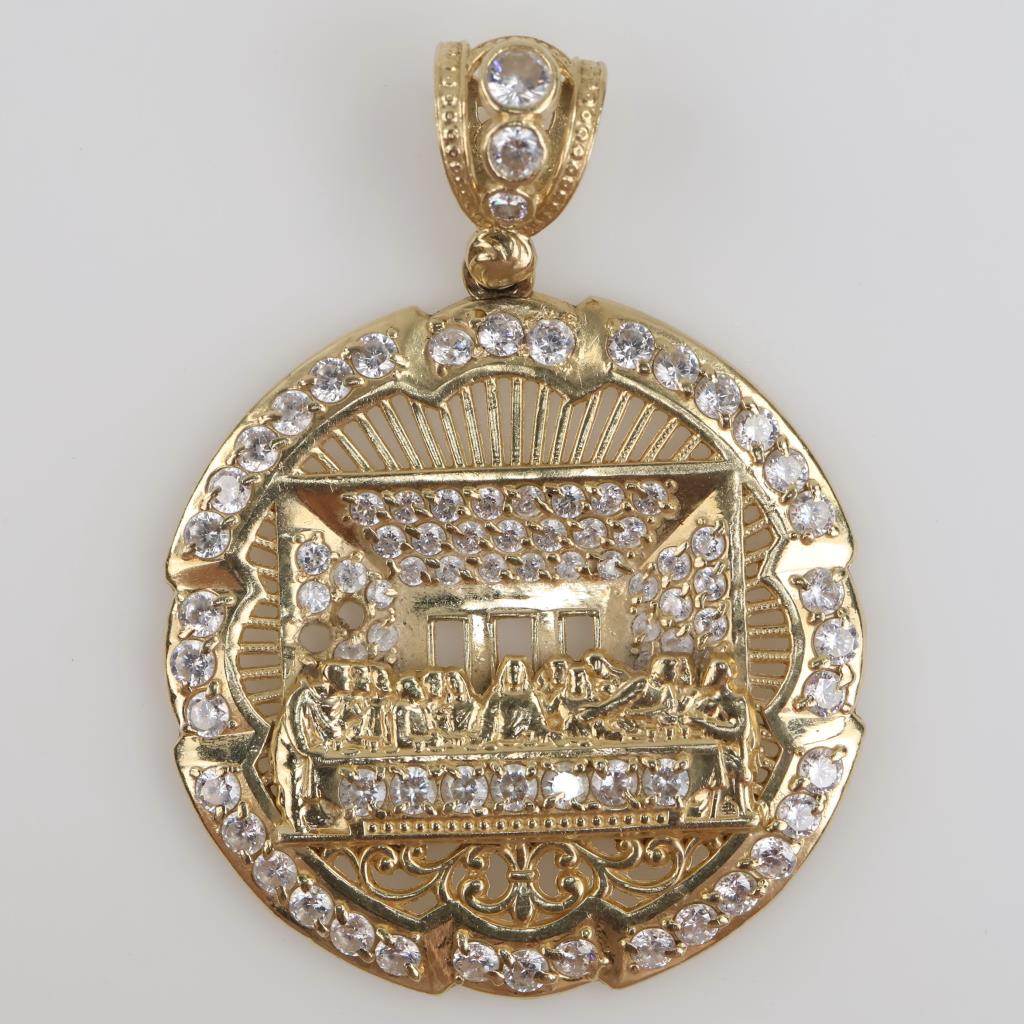 14kt Gold Clear Stone Religious Pendant