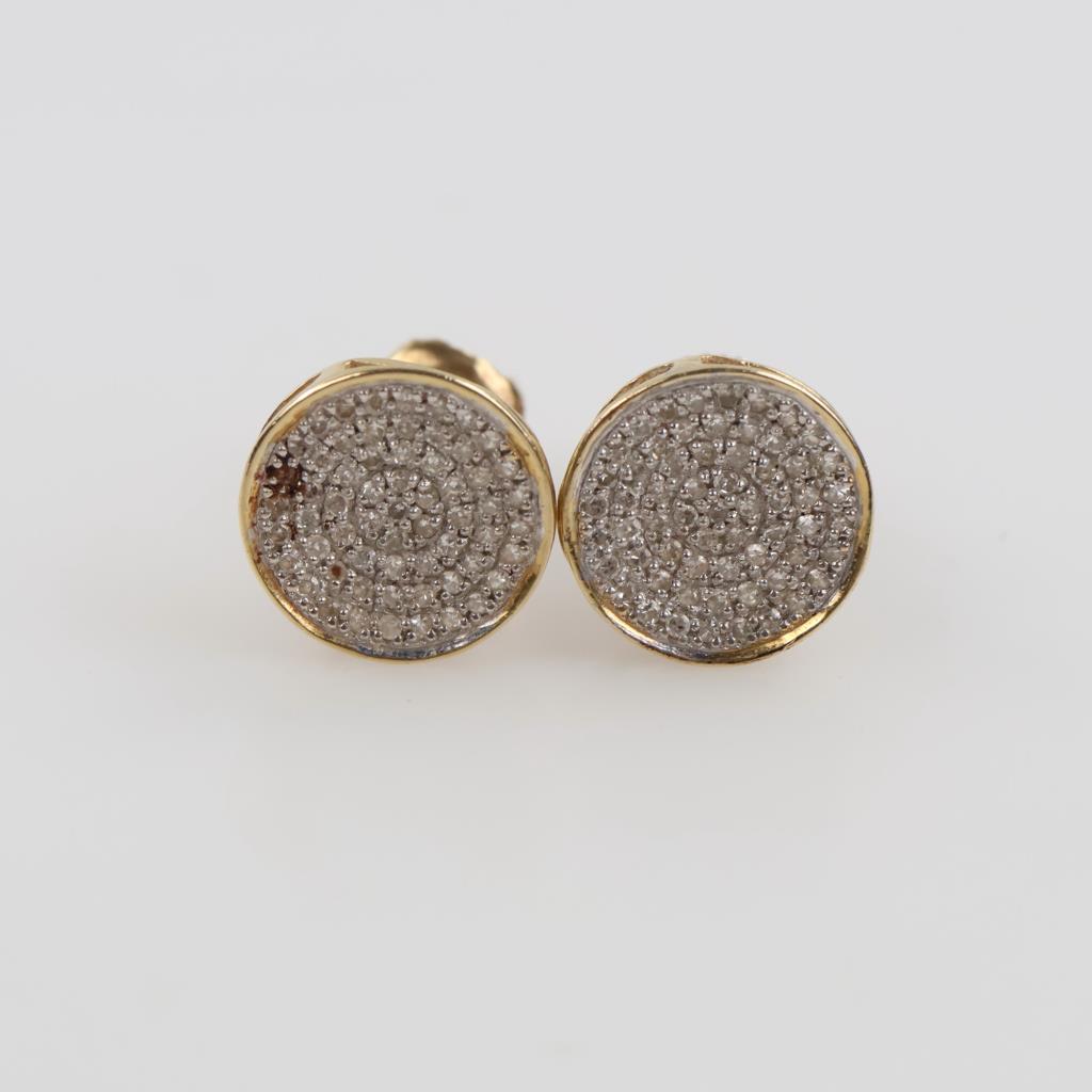 14kt Gold Clear Stone Round Stud Earrings