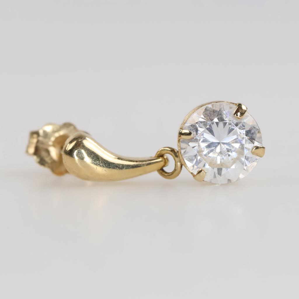 14kt Gold Clear Stone Single Earring