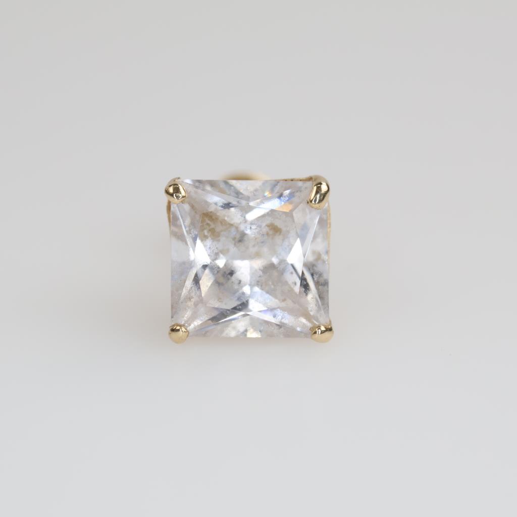 14kt Gold Clear Stone Single Earring