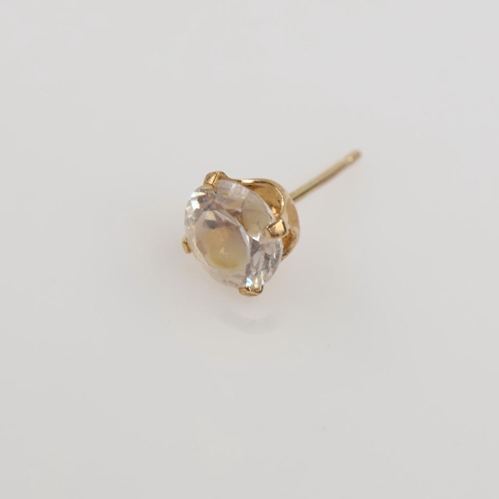14kt Gold Clear Stone Single Earring