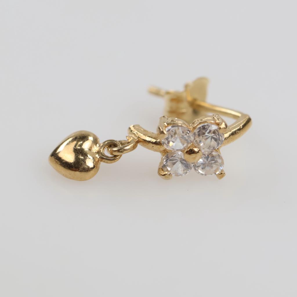 14kt Gold Clear Stone Single Earring