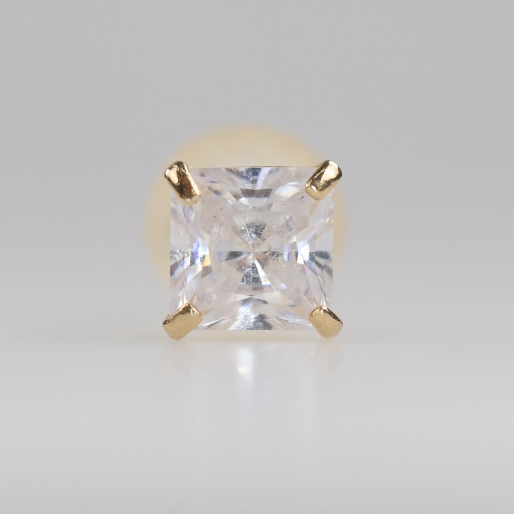 14kt Gold Clear Stone Single Earring