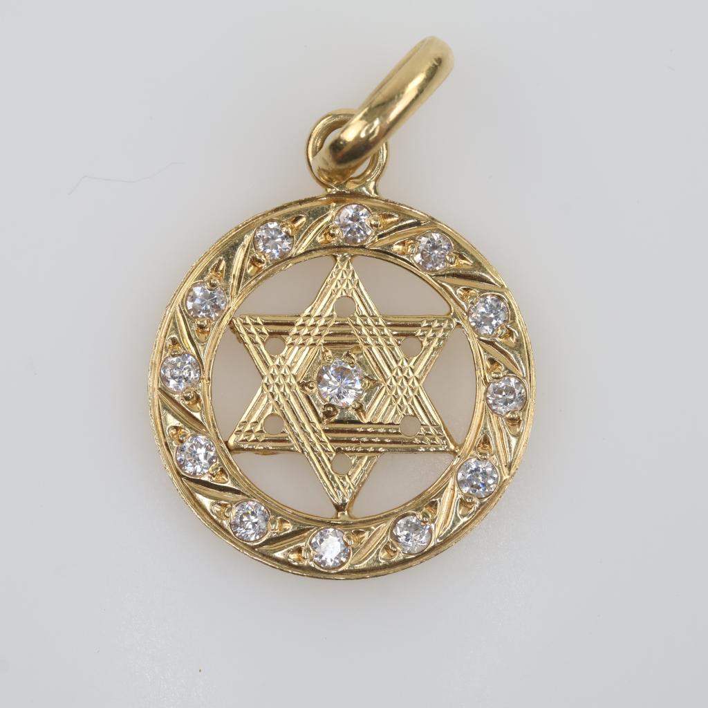 14kt Gold Clear Stone Star Of David Pendant Property Room 14kt gold clear stone star of david pendant property room