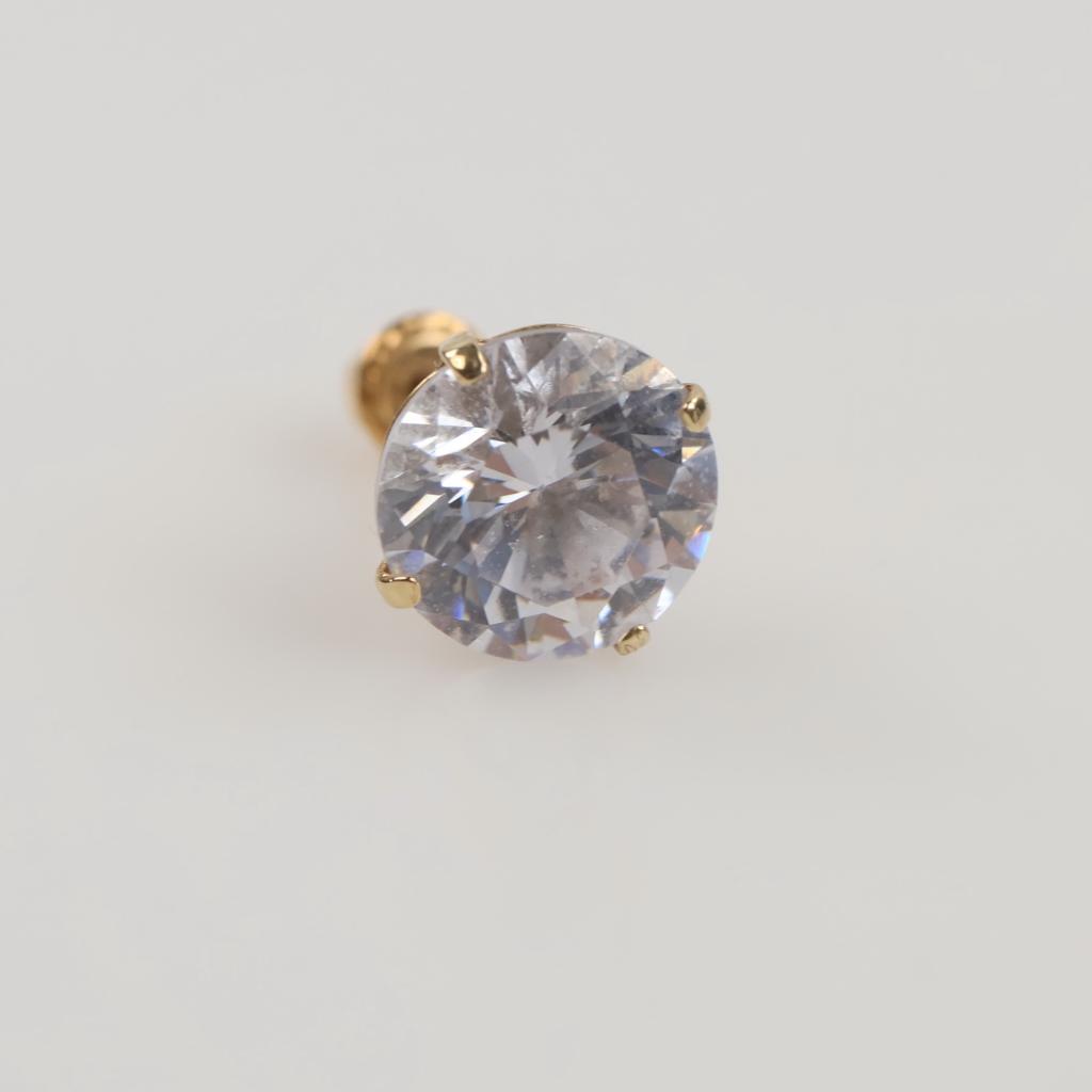 14kt Gold Clear Stone Stud Earring
