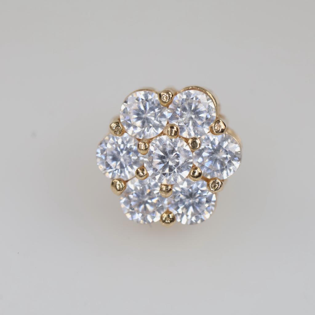14kt Gold Clear Stone Stud Earring