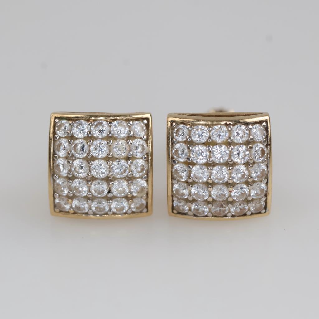 14kt Gold Clear Stone Stud Earrings