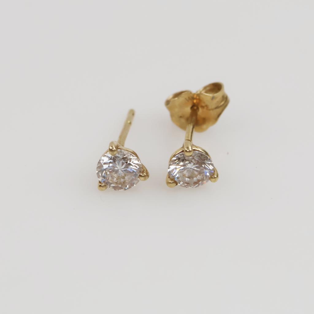 14kt Gold Clear Stone Stud Earrings