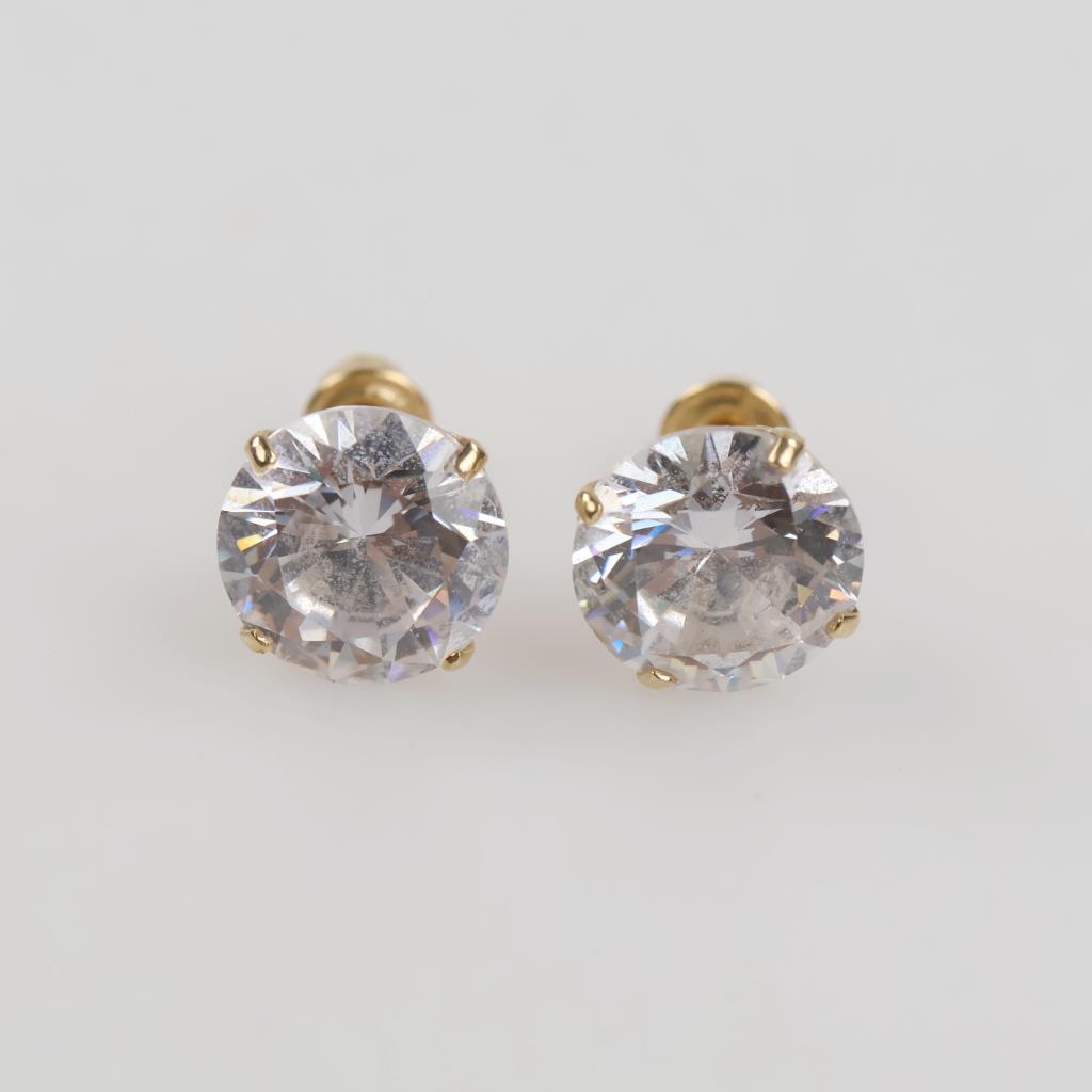 14kt Gold Clear Stone Stud Earrings