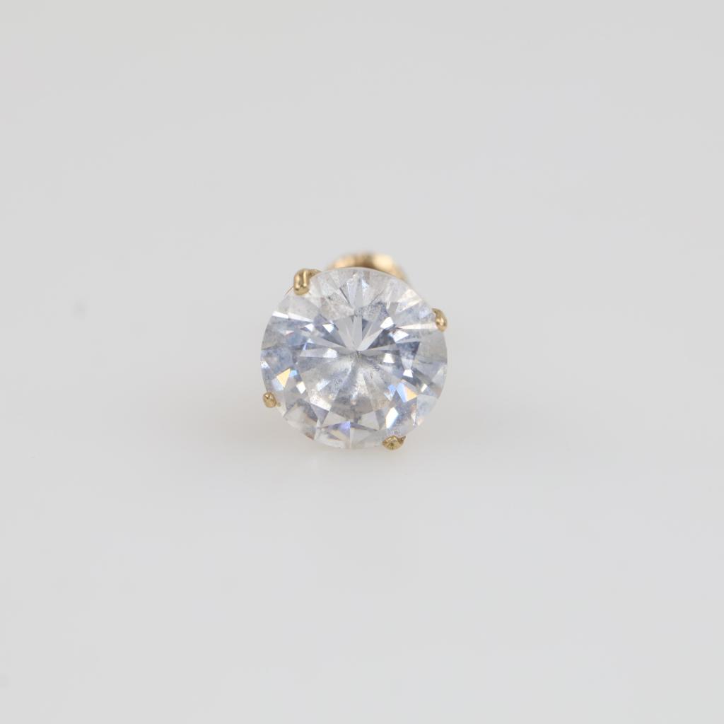 14kt Gold Clear Stone Stud Single Earring