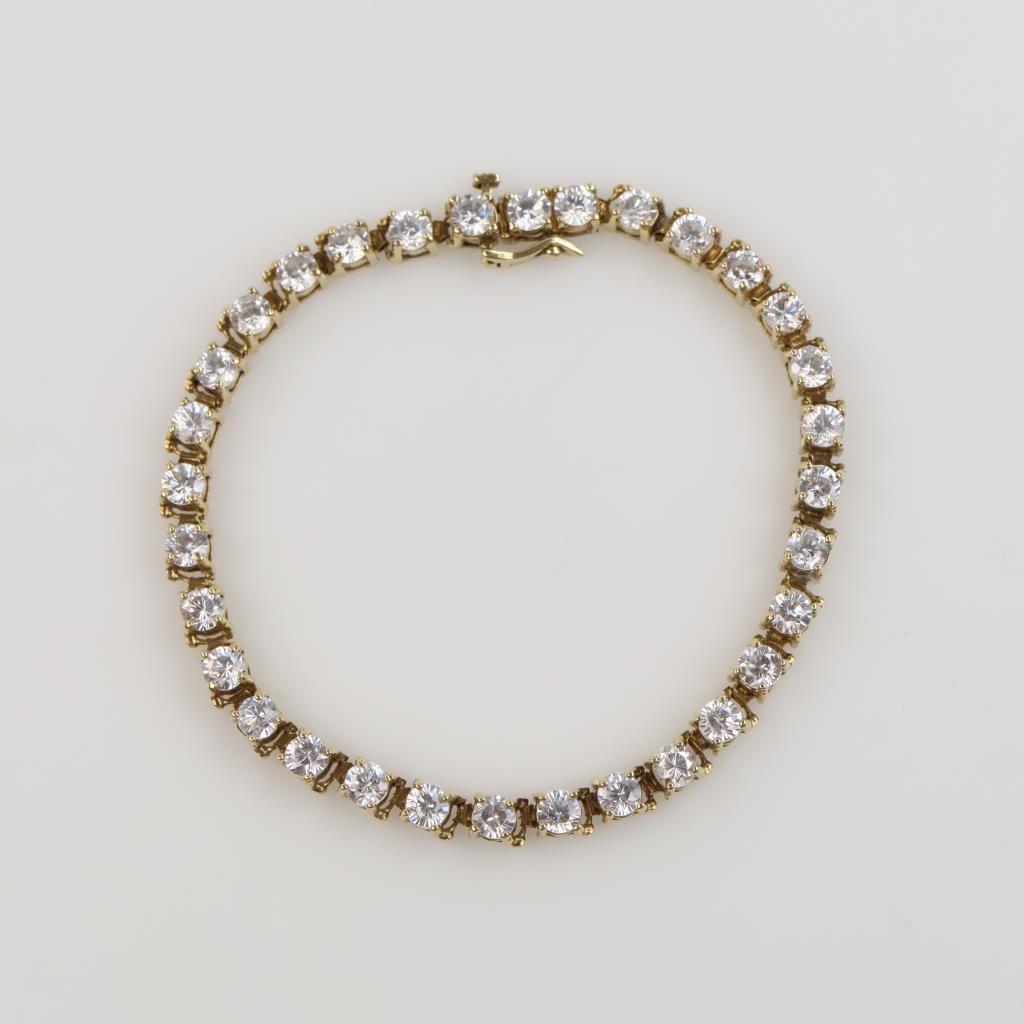 14kt Gold Clear Stone Tennis Bracelet