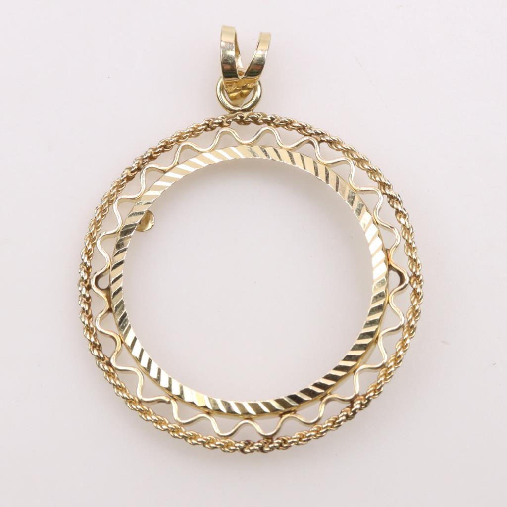 Sterling Silver Coin Holder Pendant – Fits 0.835 Inch / 21.21 Mm Coins, No Stone, US Made
