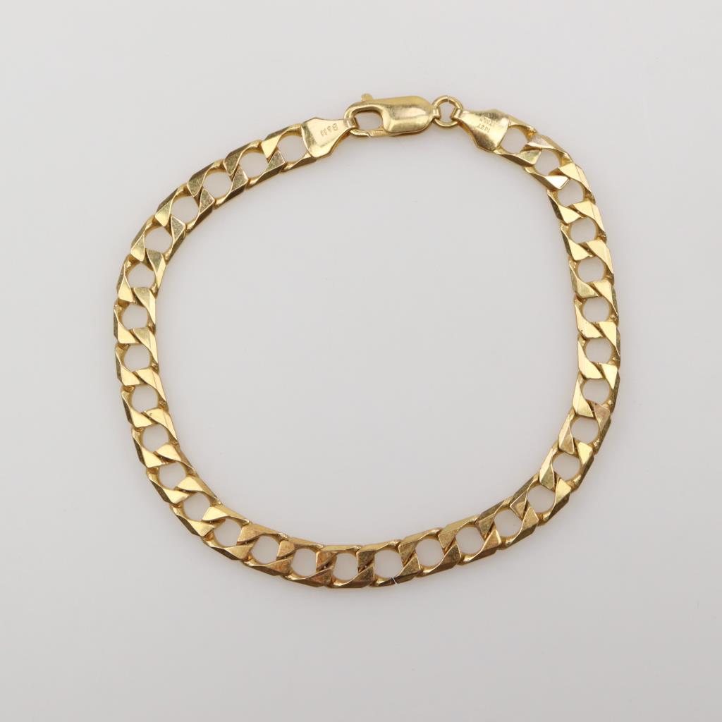 4.7mm 14k Two Tone Gold Pave Curb Bracelet