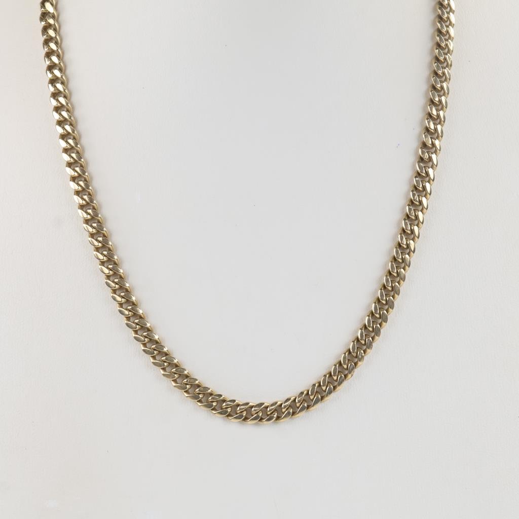 14kt Gold Curb Chain Necklace-Evaluated by Our Certified Gemologist-AGS/GIA