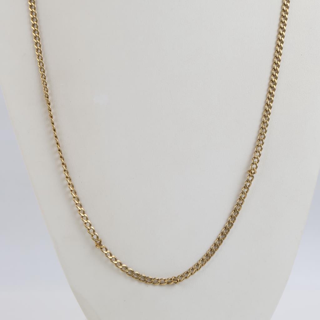 14kt Gold Curb Chain Necklace-Evaluated By Our Certified Gemologist-AGS/GIA