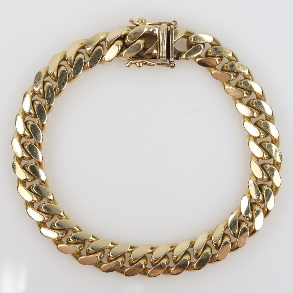 14kt Gold Curb Link Bracelet-Evaluated By Our Certified Gemologist - AGS / GIA